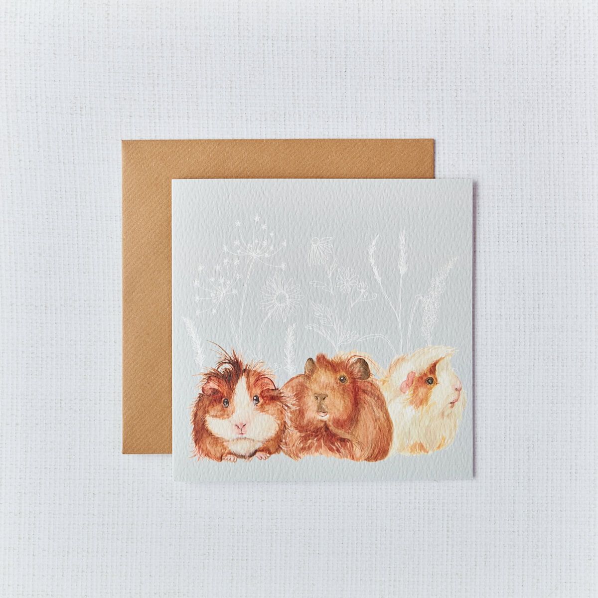 Guinea Pig Floral Card Grey With White Cow Parsley Southwood Garden
