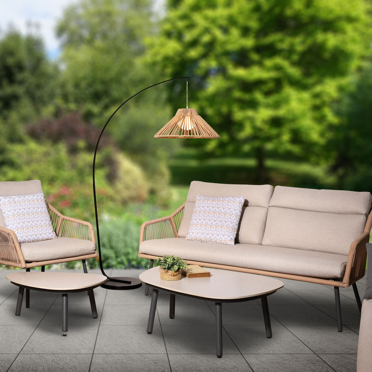 NOMA Lumé Outdoor Lighting Bellagio Latte 1.75m Overhanging Floor Lamp ...