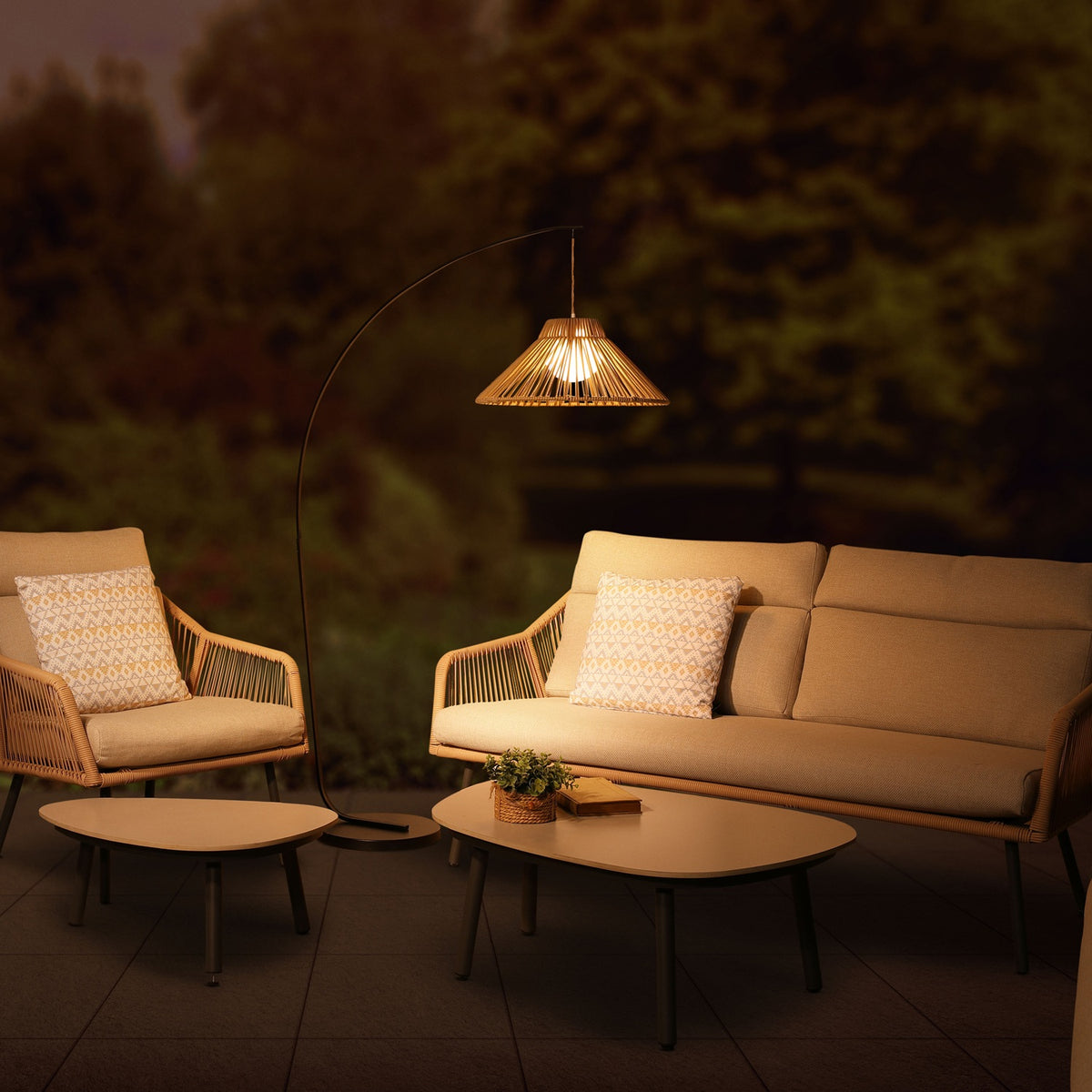 NOMA Lumé Outdoor Lighting Bellagio Latte 1.75m Overhanging Floor Lamp ...