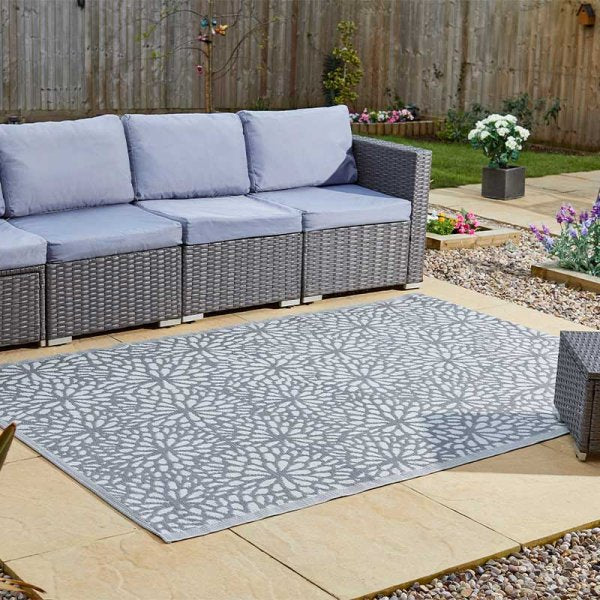 Alfresco Outdoor Rug Mat Bloom Grey 150 x 210cm Southwood Garden