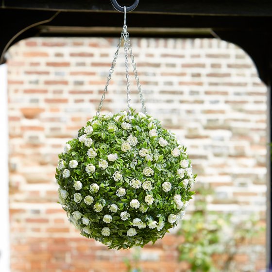 Artificial Topiary Ball Stands - Set Of 4 Green Plastic Plant Support Frames For Outdoor Decor
