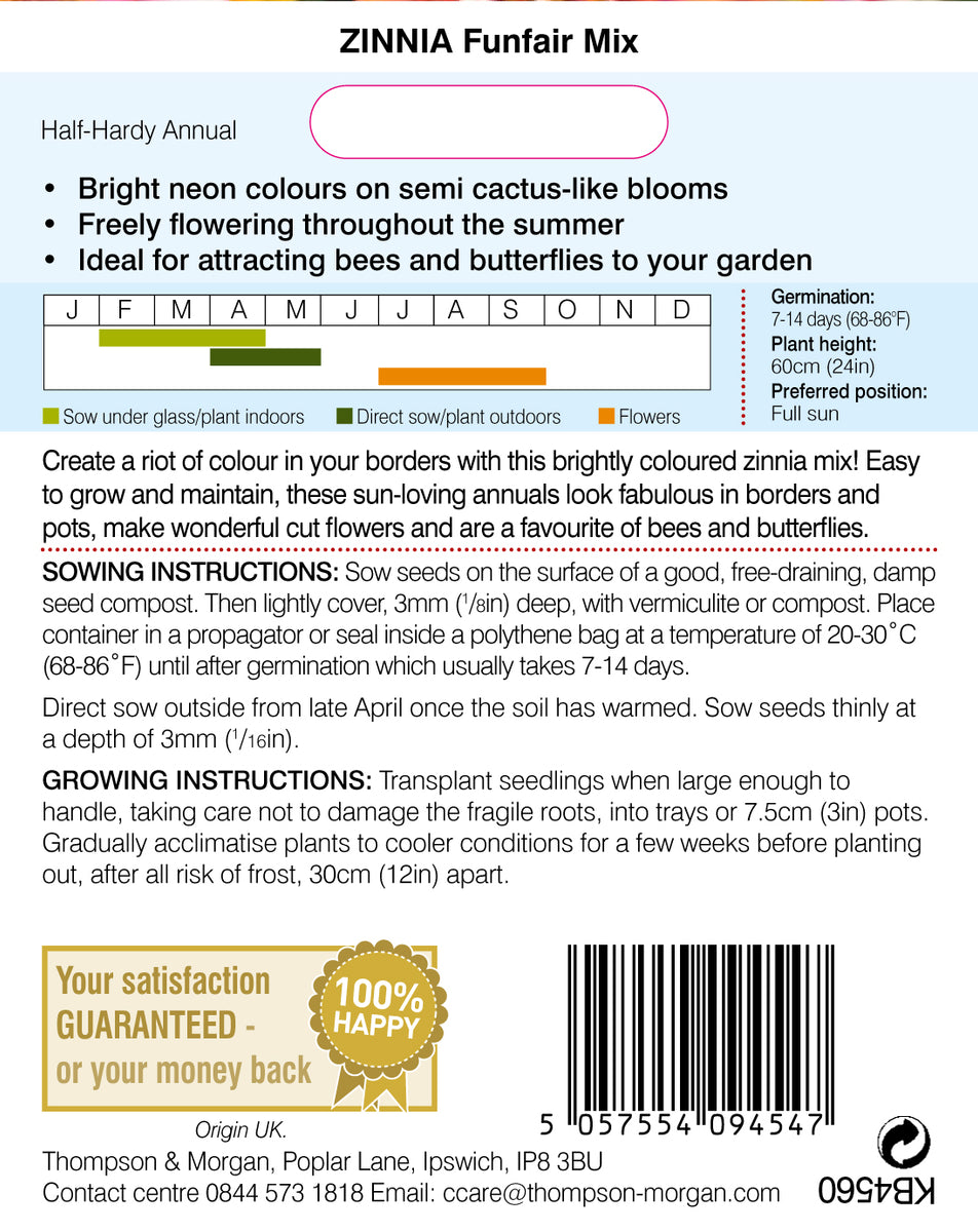 Zinnia Funfair Mix Pack of seeds Southwood Garden Centre