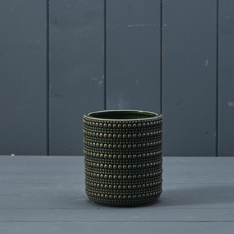 Green Dimpled Texture Ceramic House Plant Pot 10.5cm Southwood