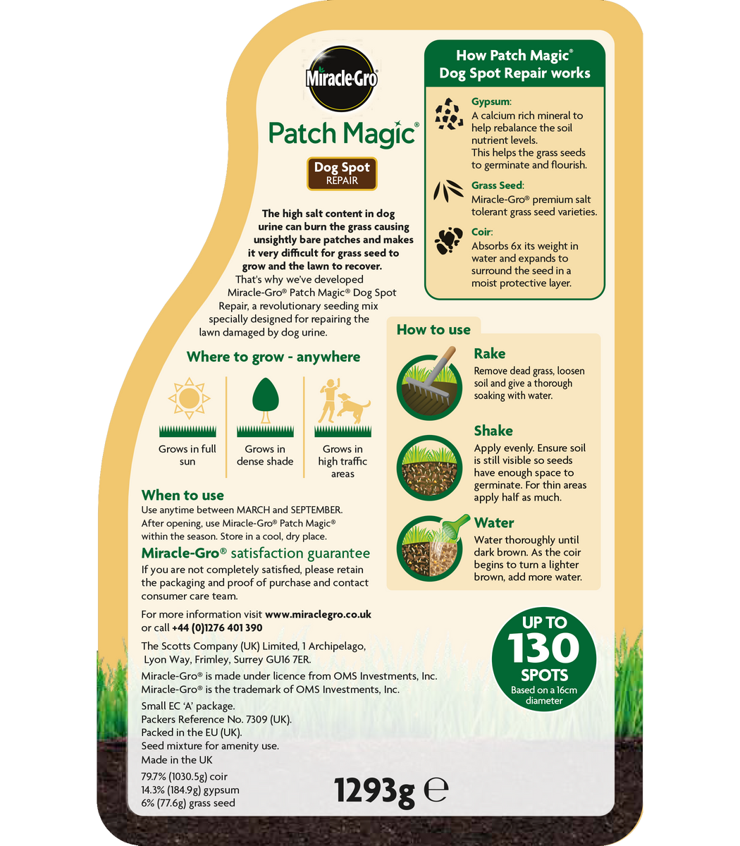 MiracleGro Patch Magic Dog Spot Lawn Repair 1293g Southwood Garden