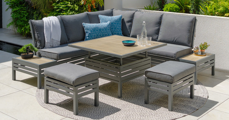 Garden dining furniture and parasol for enjoying time outdoors