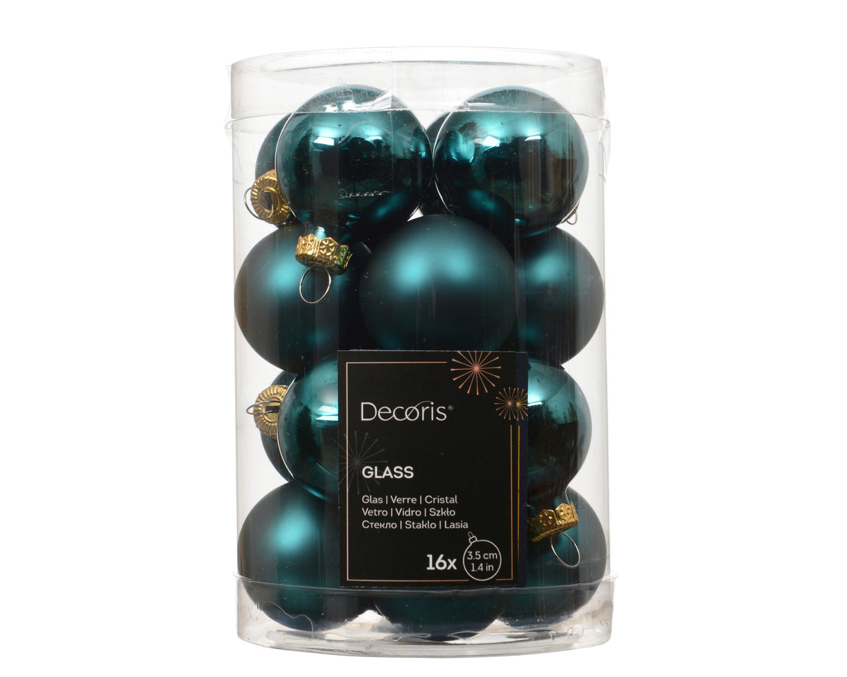 Emerald Matte and Shiny Baubles 3.5cm - Pack of 16