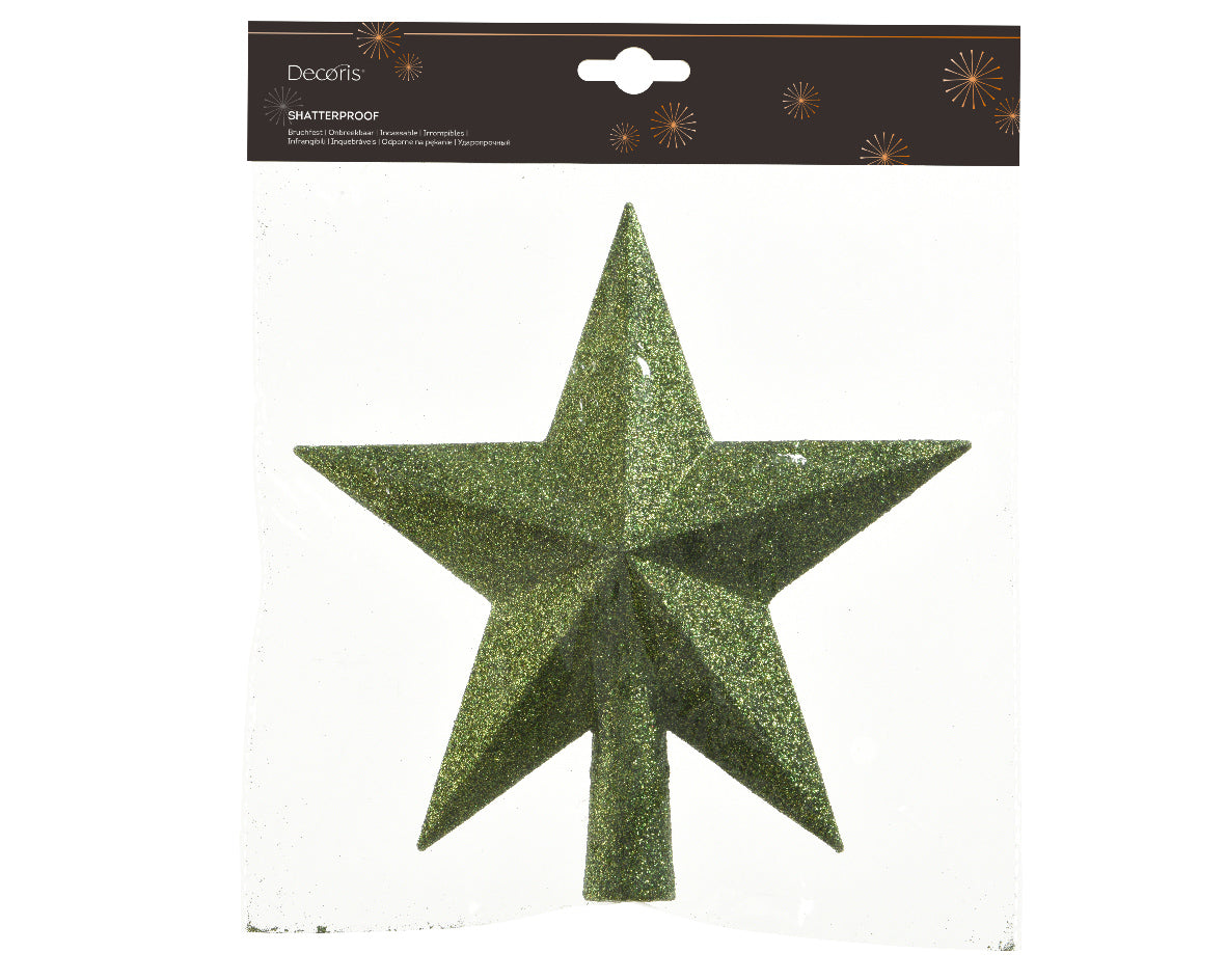 Pine Green Glitter Shatterproof Star Tree Topper