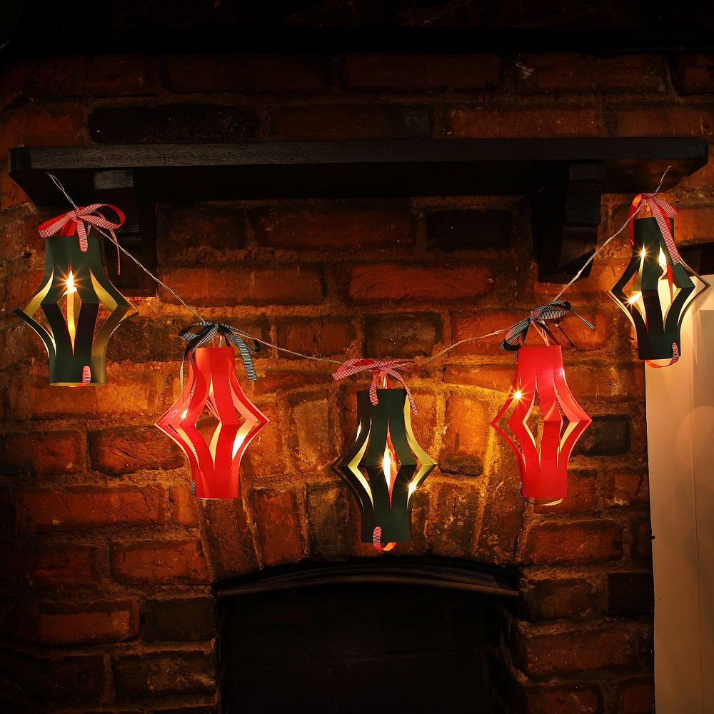 NOMA Light Up DIY Set of 5 Paper Lantern with Icicle Light Chain