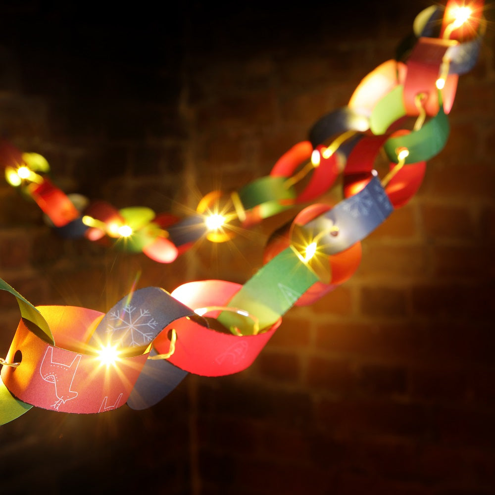 NOMA DIY Patterned Christmas Paper Chain 2.2m with 20 Warm White LEDs
