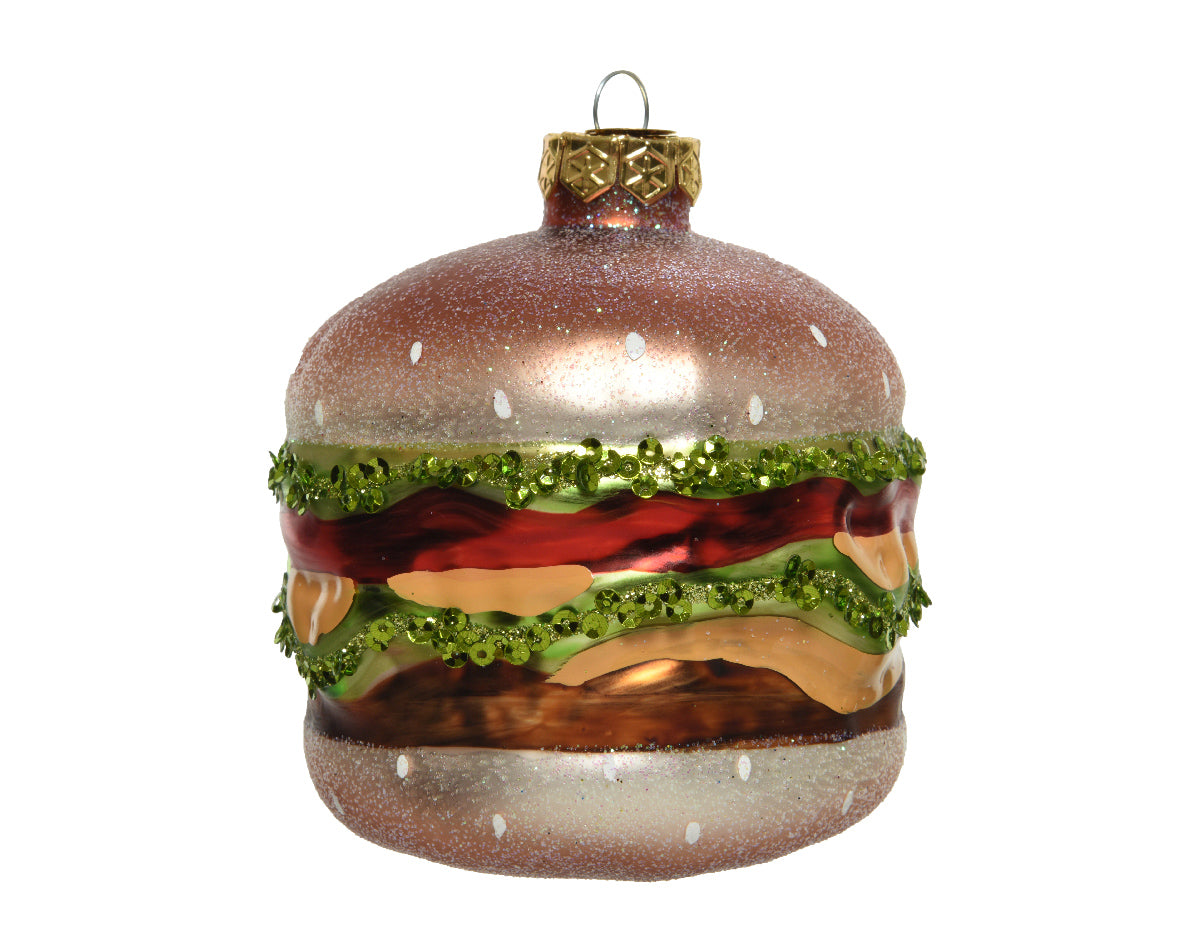 Shiny Glass Hamburger Hanging Christmas Tree Decoration