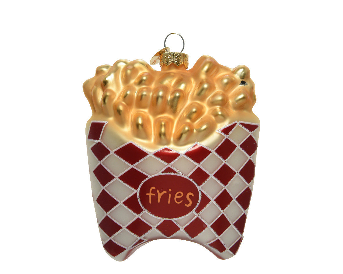 Shiny Glass French Fries Chips Hanging Christmas Tree Decoration