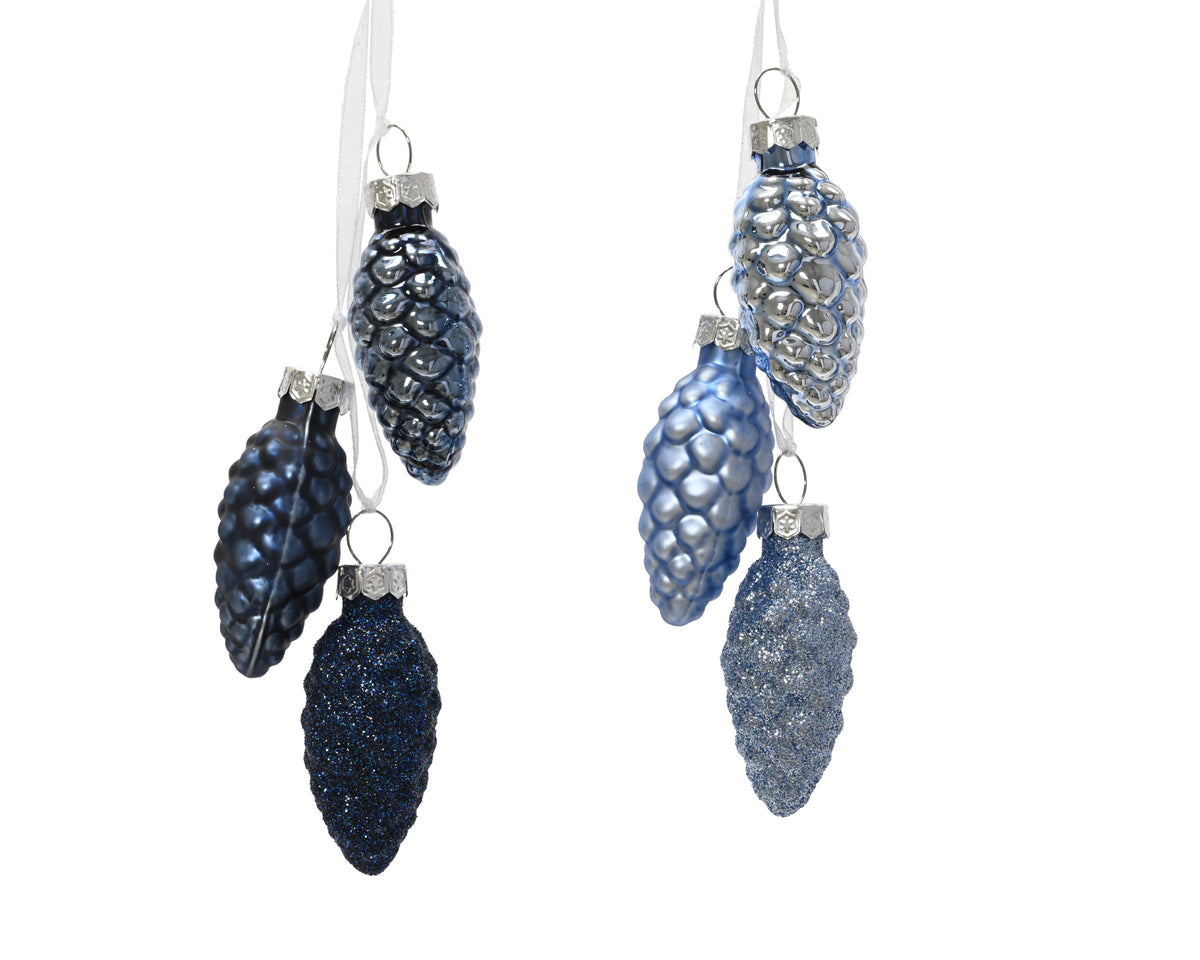 Hanging Glass Pinecone Bundle - Set of 3