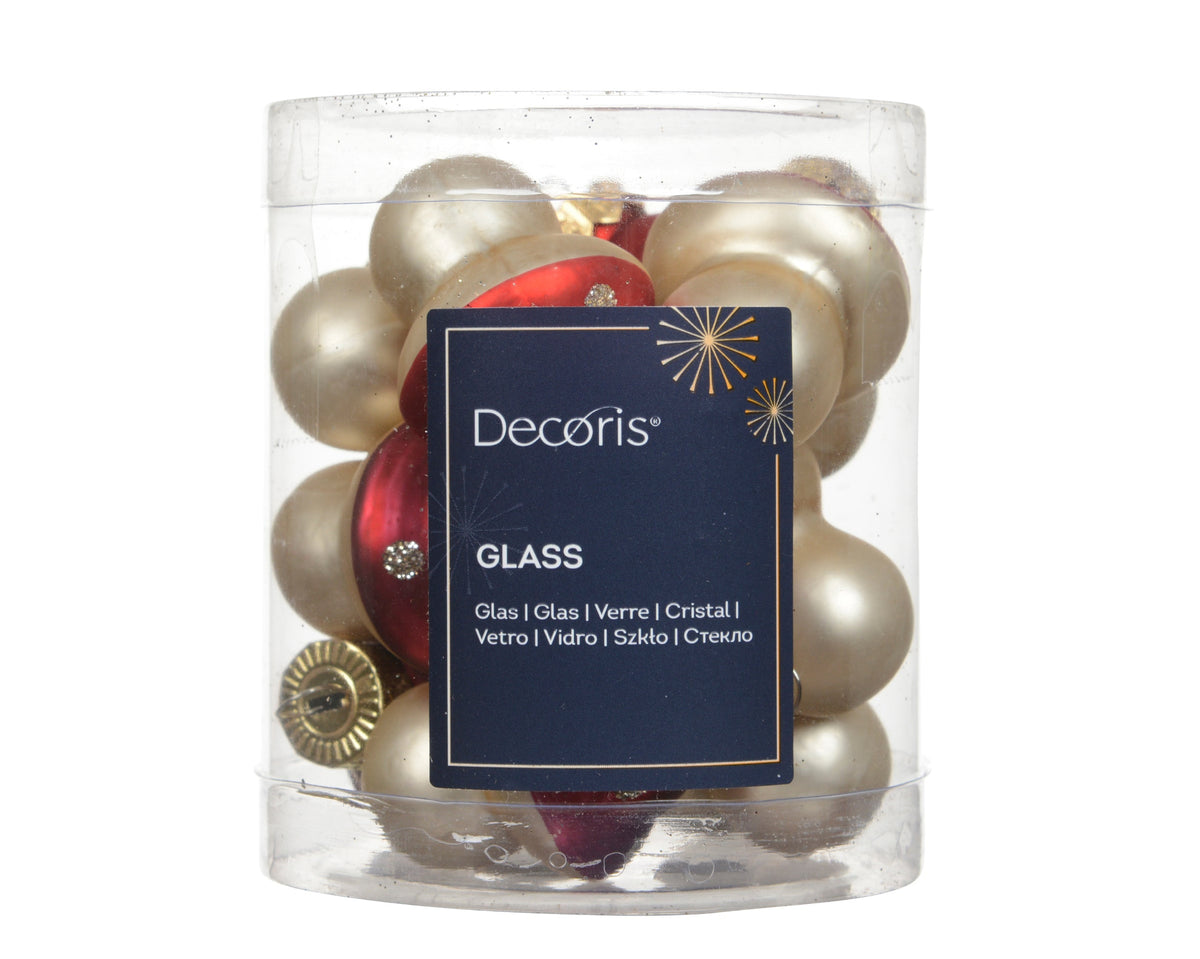 Oxblood/Christmas Red Pack of Mushroom Baubles 4.5cm