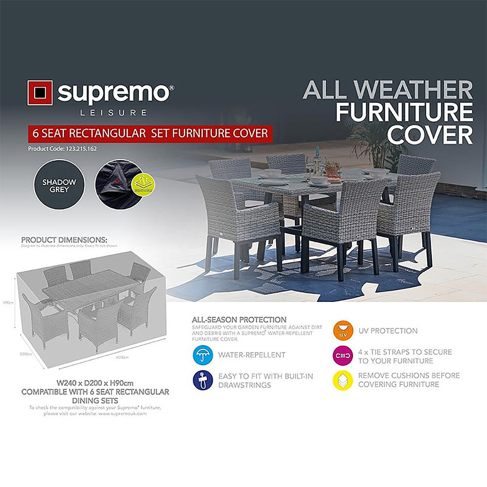Supremo - 6 Seat Rectangle Set Garden Furniture Cover