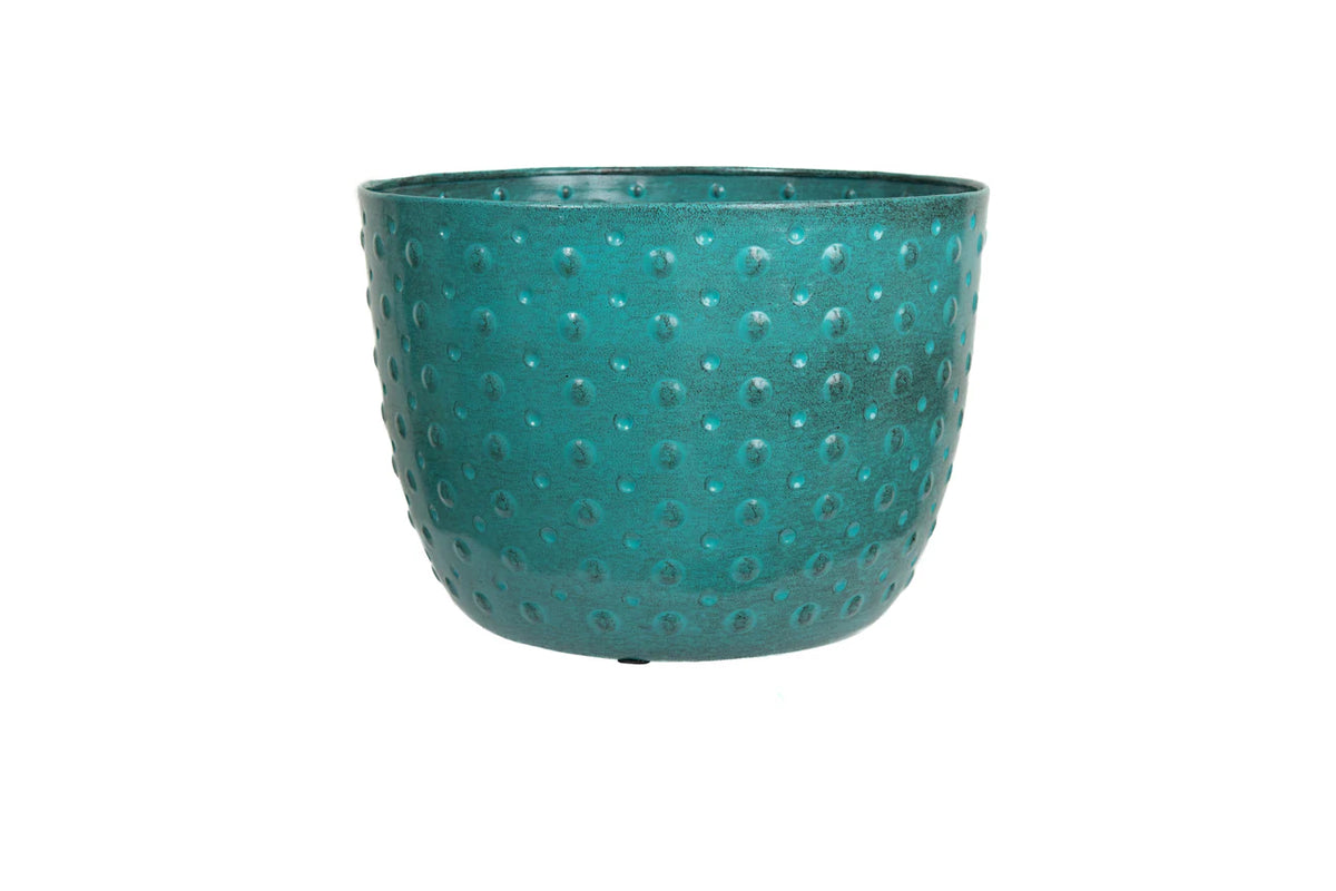 Creekwood 22cm Metal Aqua Plant Pot