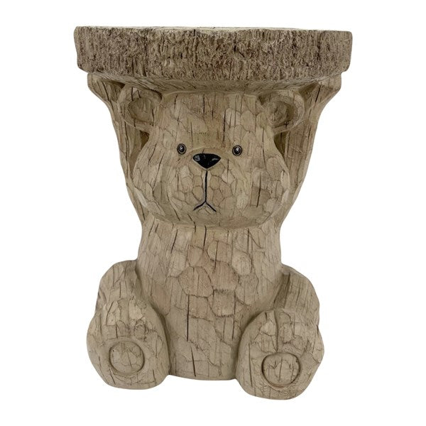 Rustic Wood Cut Effect Teddy Bear Plant Stand - 34x41cm