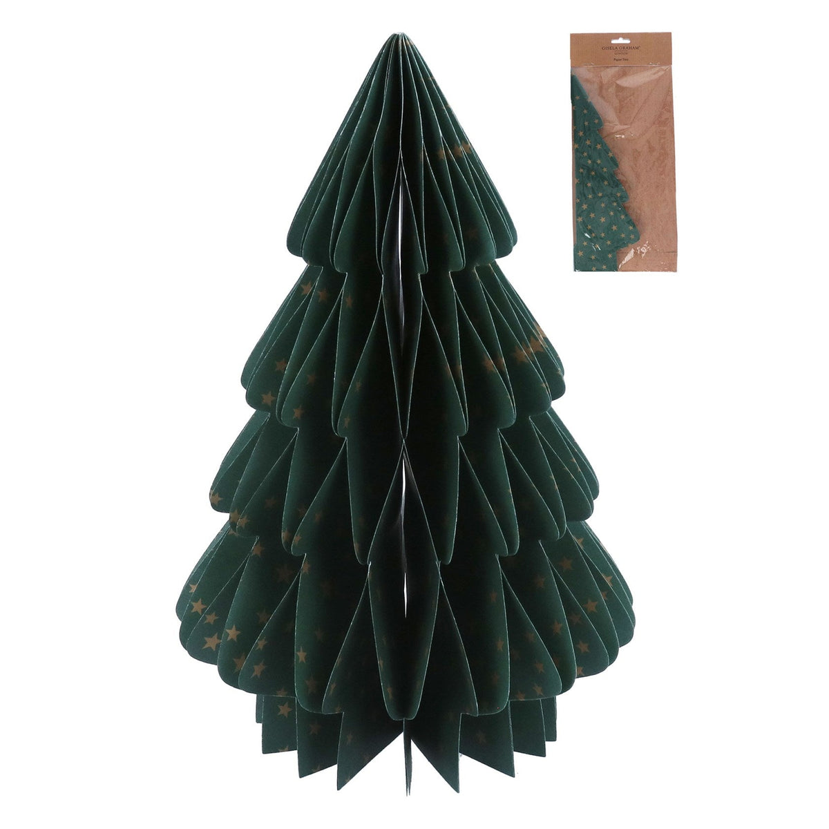 Gisela Graham Green Paper Honeycomb Tree with Gold Stars Ornament - 30 ...