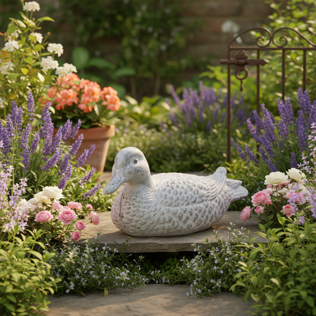 Gisela Graham - Concrete Ornament 21.5cm - Stone Effect Duck