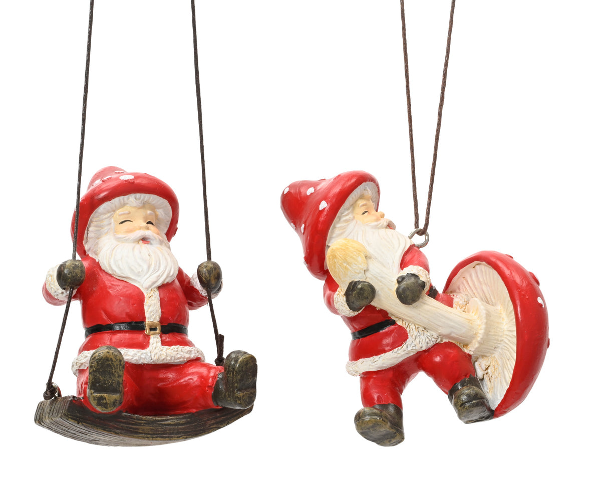 Hanging Toadstool Mushroom Santa Decoration 8cm