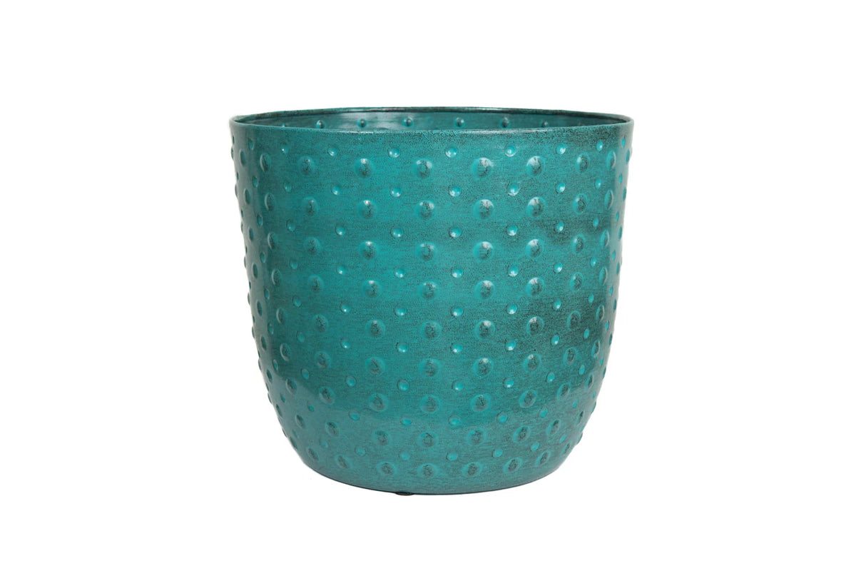 Creekwood 38cm Metal Aqua Plant Pot