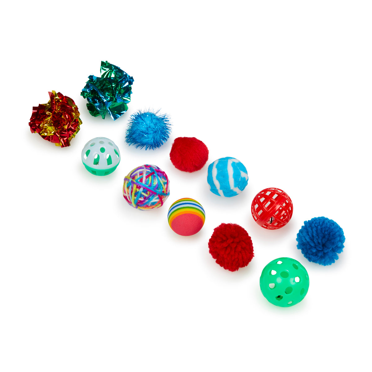 Petface Christmas Catkins Cat Toy Ball Play Pack of 12