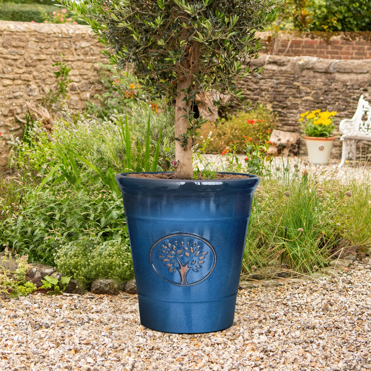 Creekwood 30cm Blenheim Garden Pot Blue
