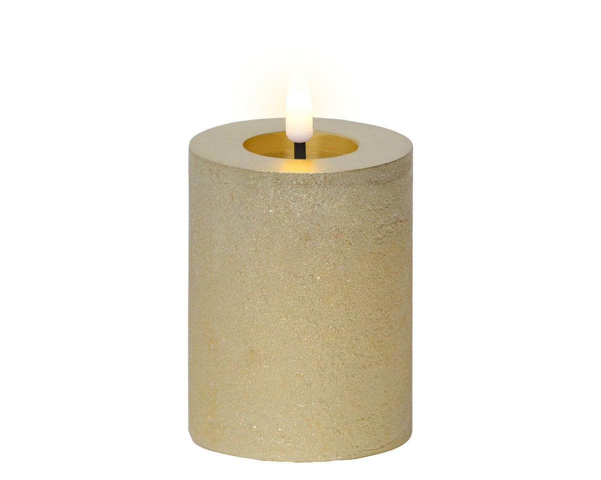LED Wick Gold Candle with Flame Effect 11.3cm