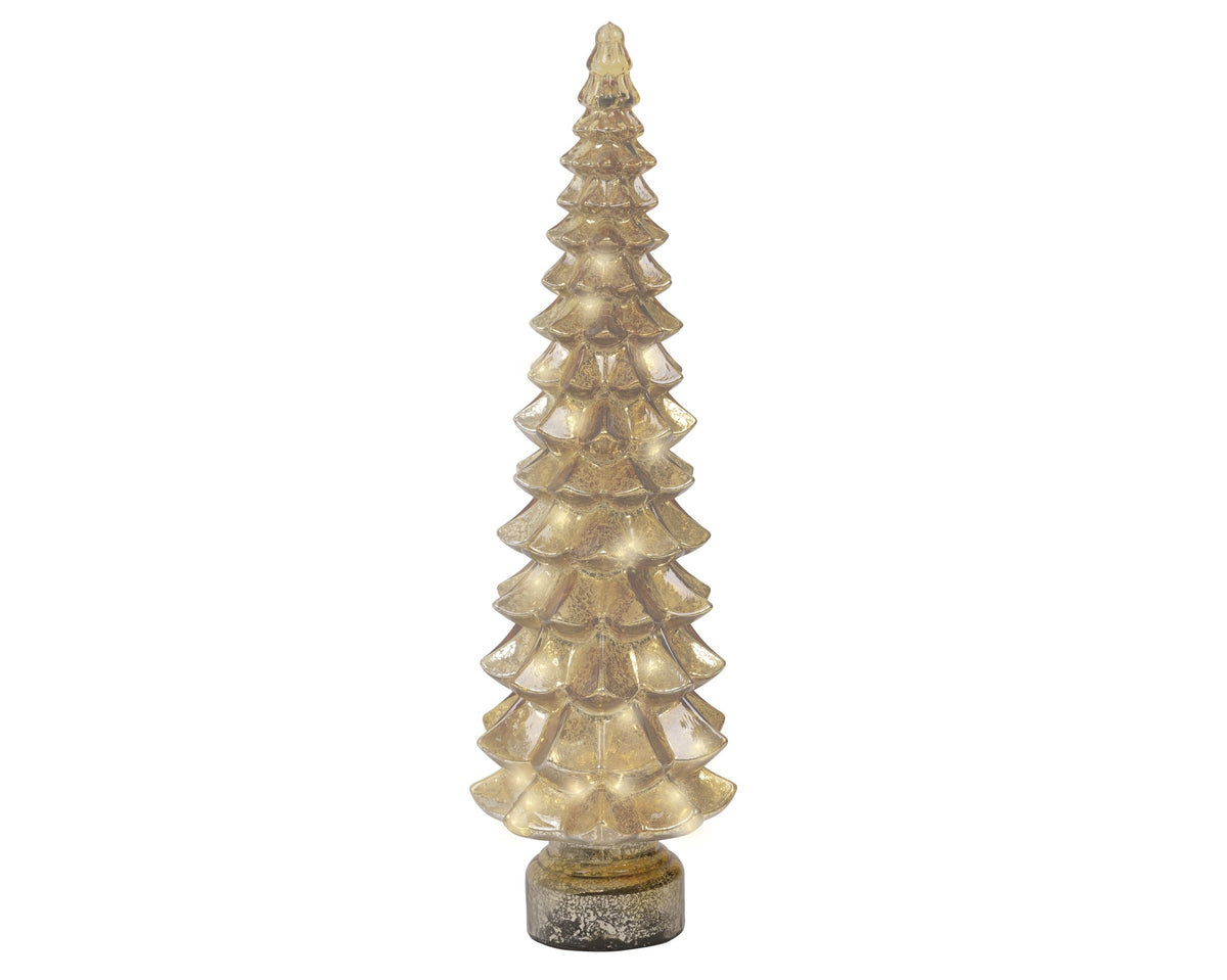 X-Large Warm White Micro LED Gold Glass Tree with Flashing Effect - 55cm