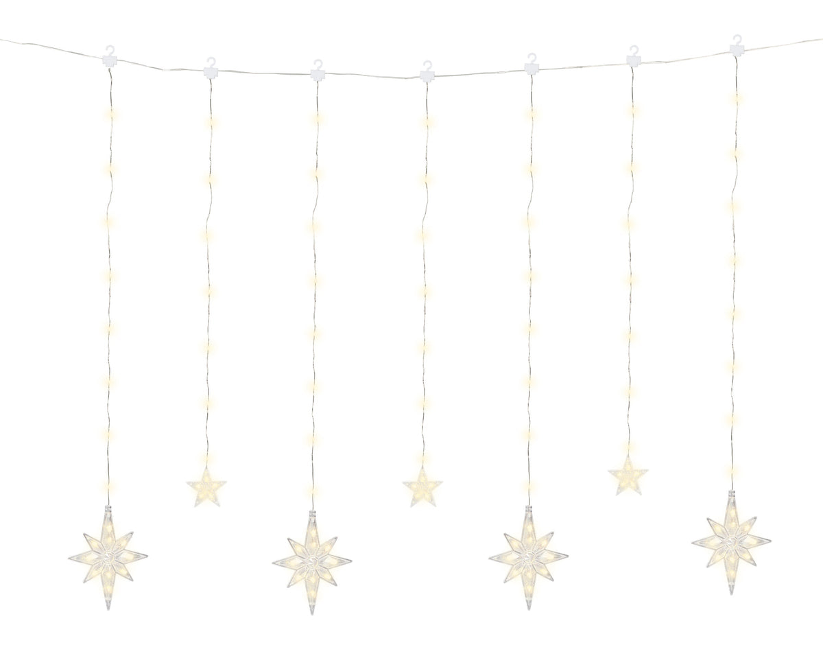 Warm White Micro LED Snowflake Curtain with 8 Functions 120cm