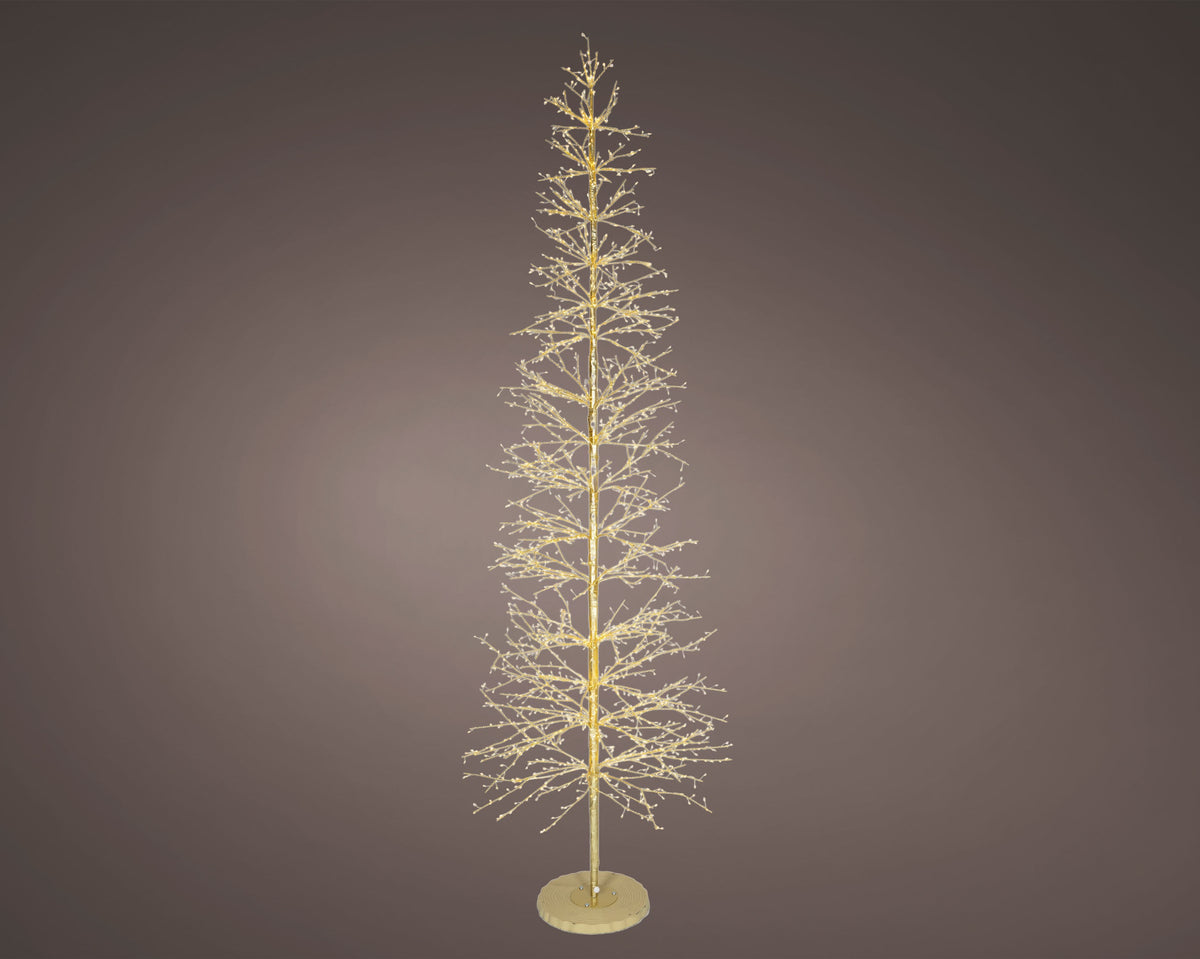 Special Offer 270cm Lumineo Tall Outdoor with 2048 Classic Warm & Warm White Micro LEDs Gold Twig Tree