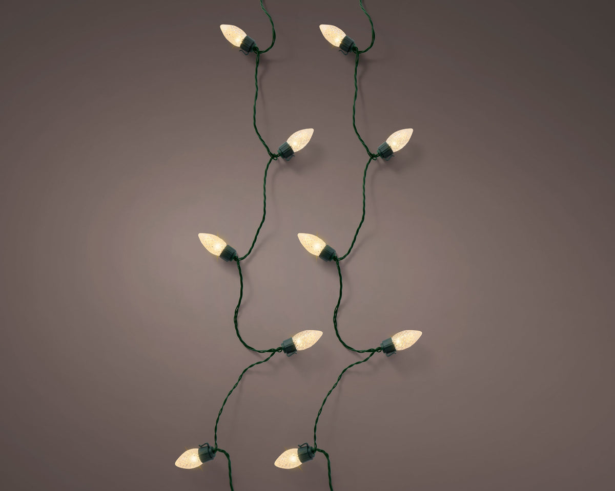 Lumineo 100 Soft Gold Large LED Vintage Bulb Twinkle Effect Outdoor Lights 19.8m Green Cable