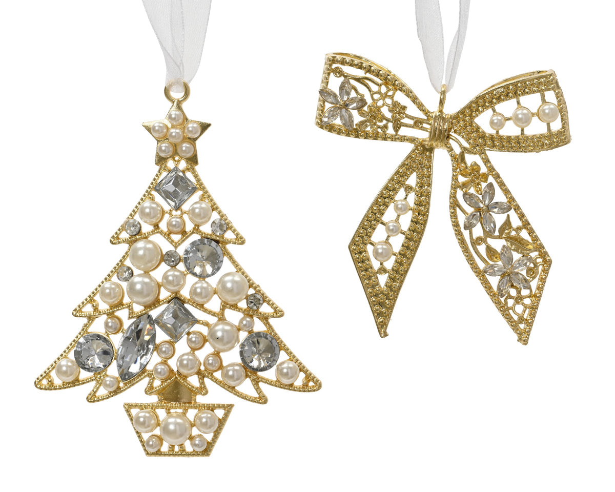 Gold Acrylic Jewelled Bauble - 9.5cm