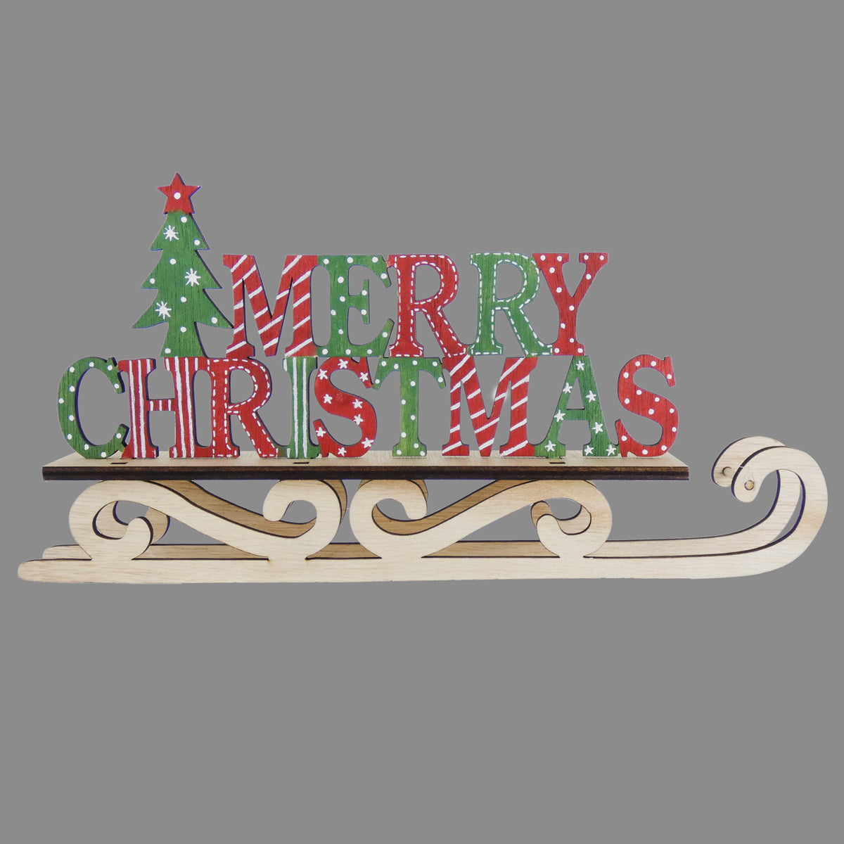 Rustic Merry Christmas Sleigh - 30cm