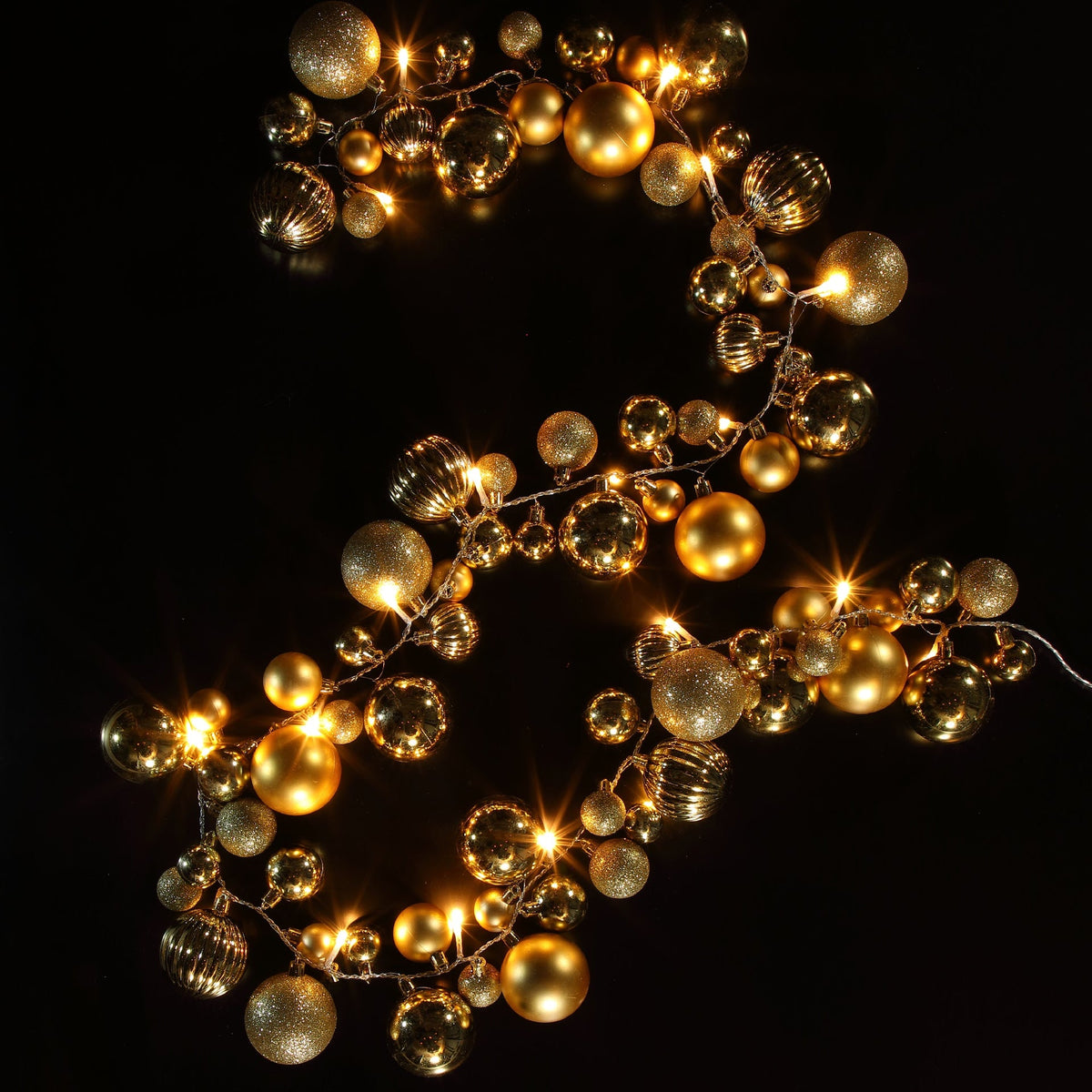 NOMA Gold Bauble Cluster Garland with Warm White LEDs