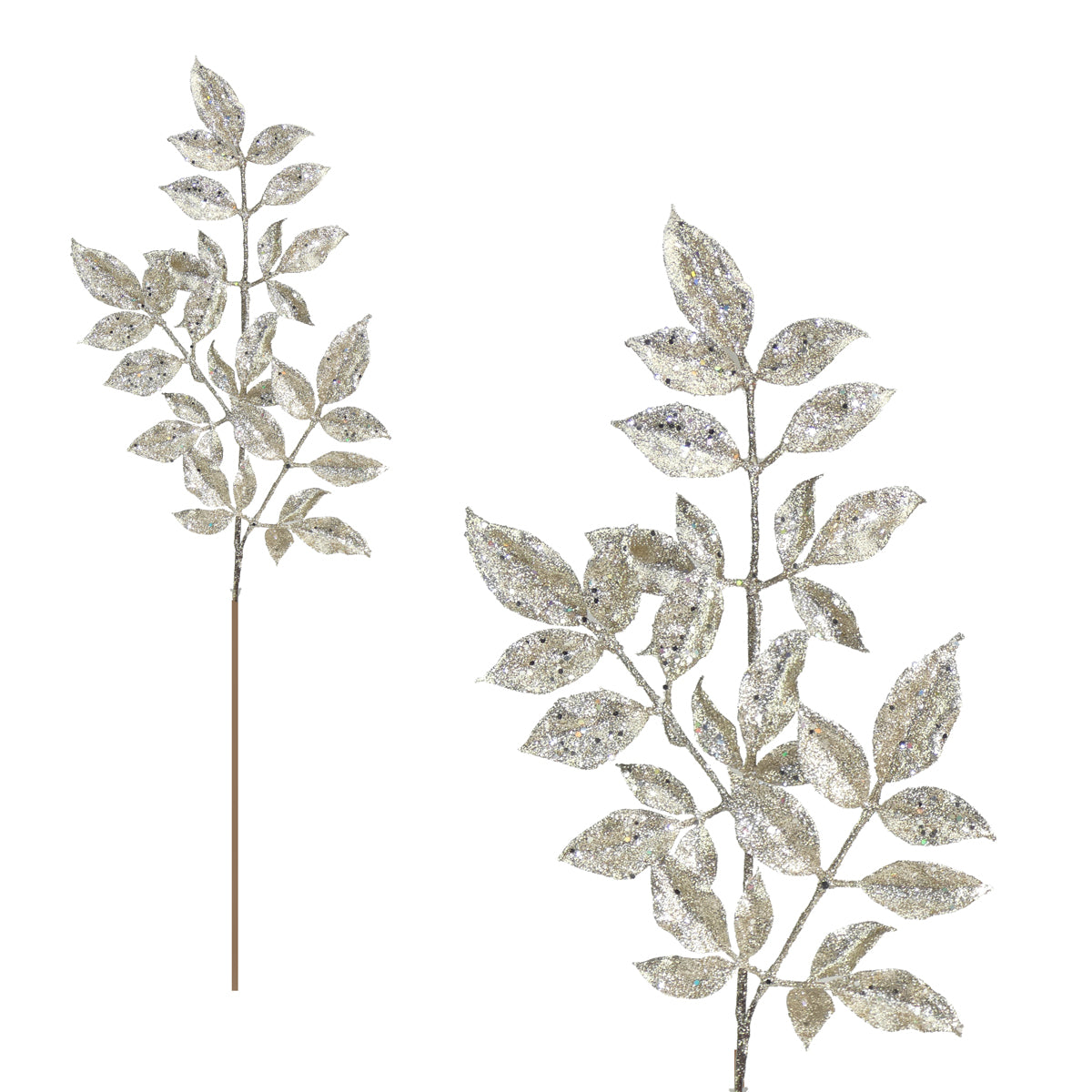 74cm Glitter Leaves Artificial Foliage Pick