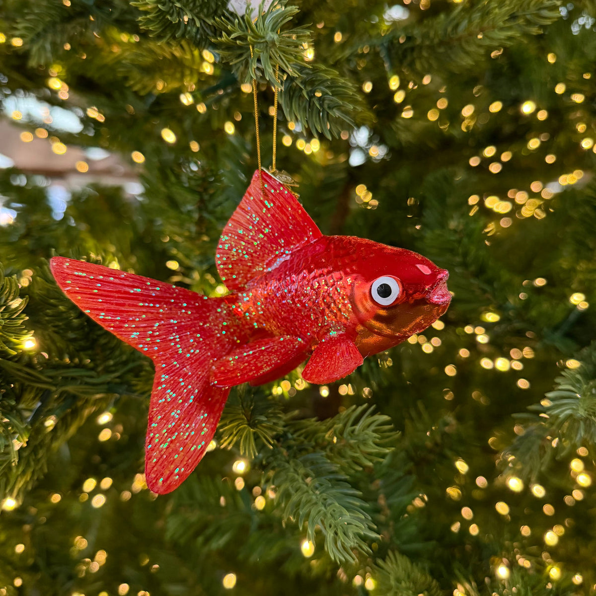 Noble Gems Glass Orange Goldfish Christmas Bauble