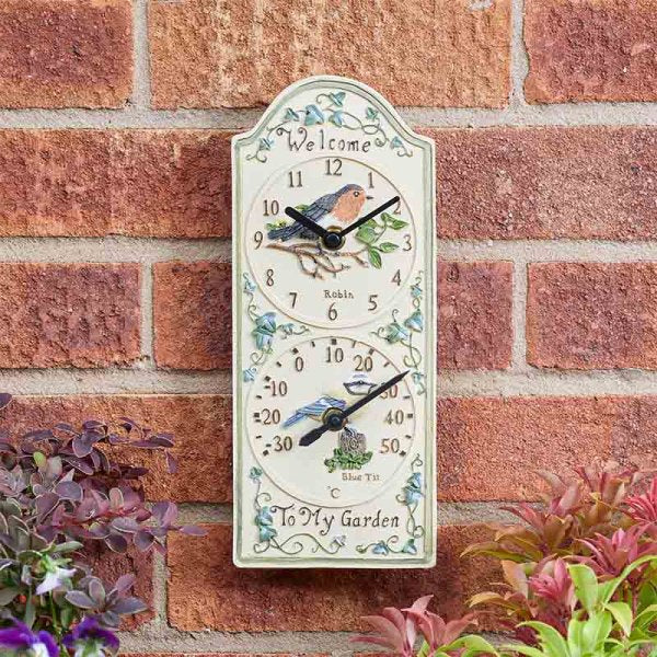 Birdberry Bird Outdoor / Indoor Wall Clock & Thermometer
