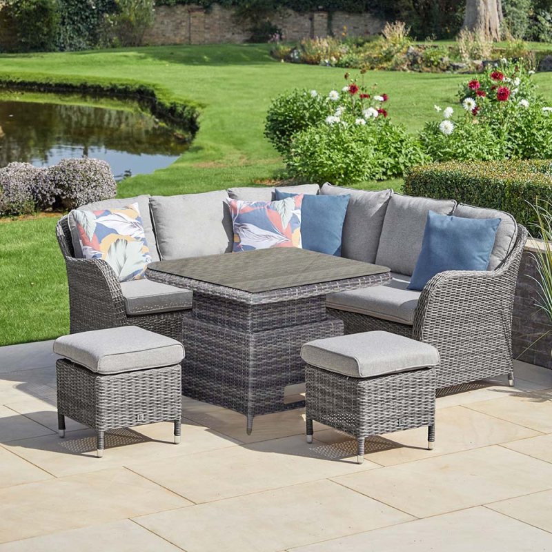 Leisure Grow - Monte Carlo Stone Compact Corner Dining Modular Set with Height Adjustable Table - Stone Grey