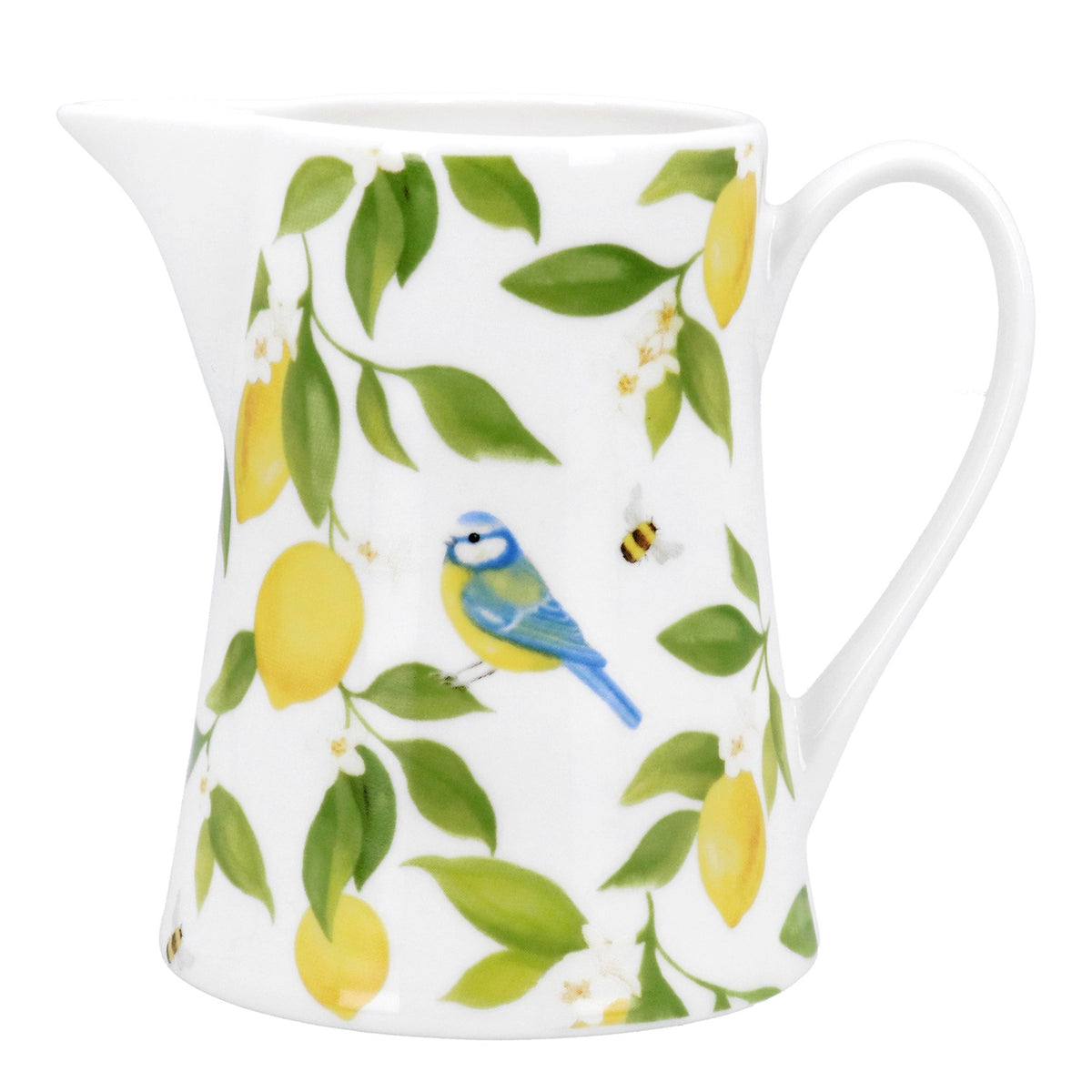 Gisela Graham - Bone China Jug with Lemon & Blue Tit Pattern