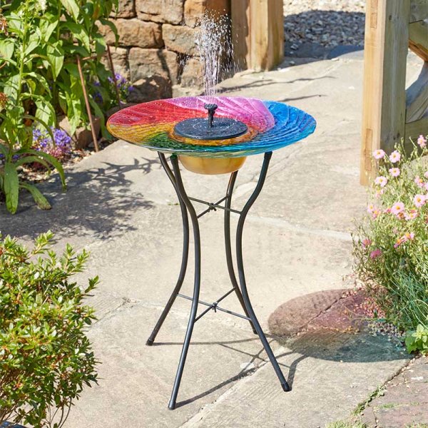 Smart Solar Rainbow Garden Water Feature Fountain - Solar Powered