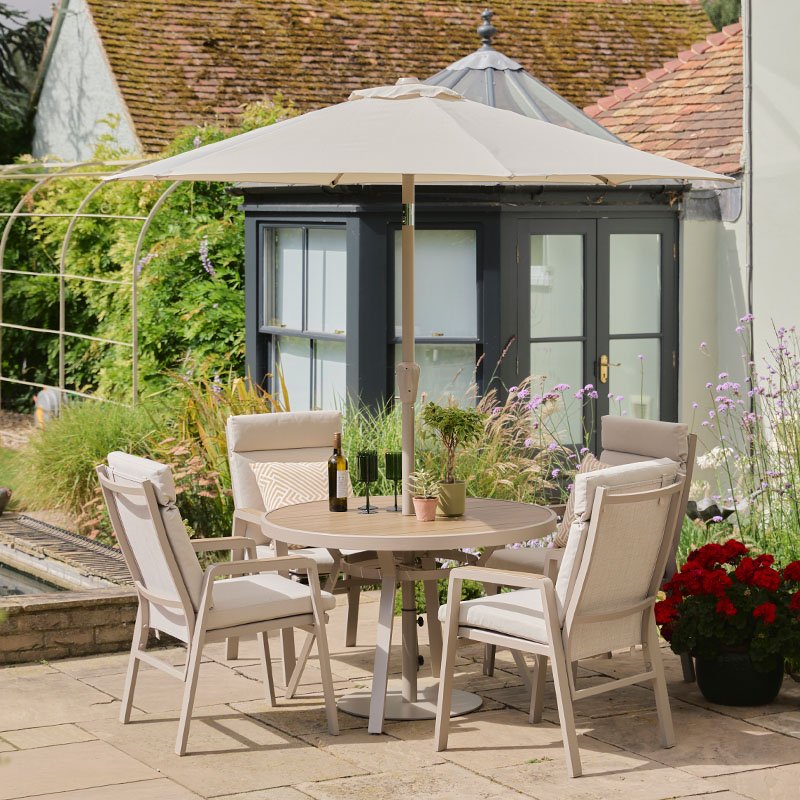 Leisure Grow - Sorrento Aluminium 4 Seat Dining Set with 2.5m Parasol