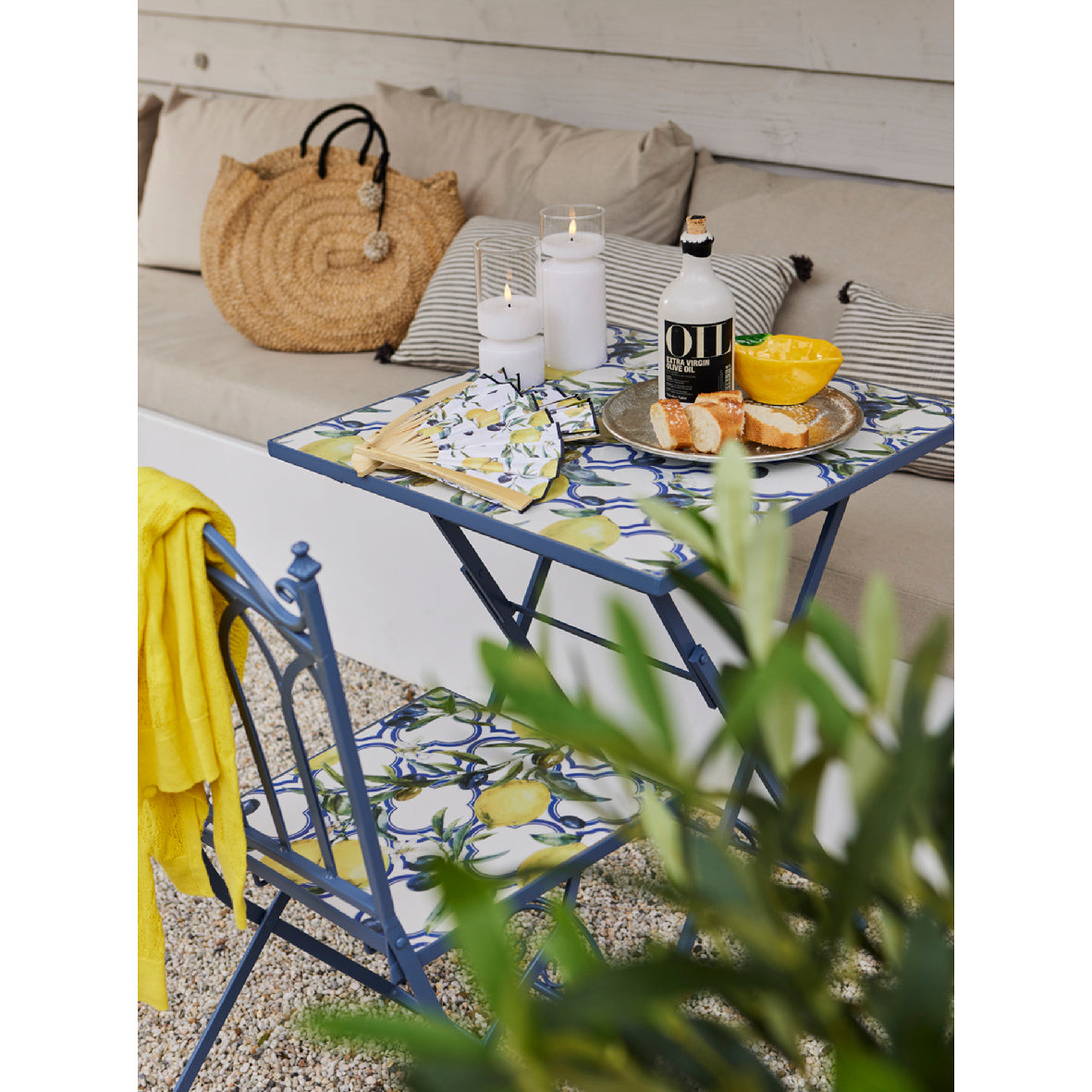 Sorrento Lemon Mosaic Metal Bistro Set