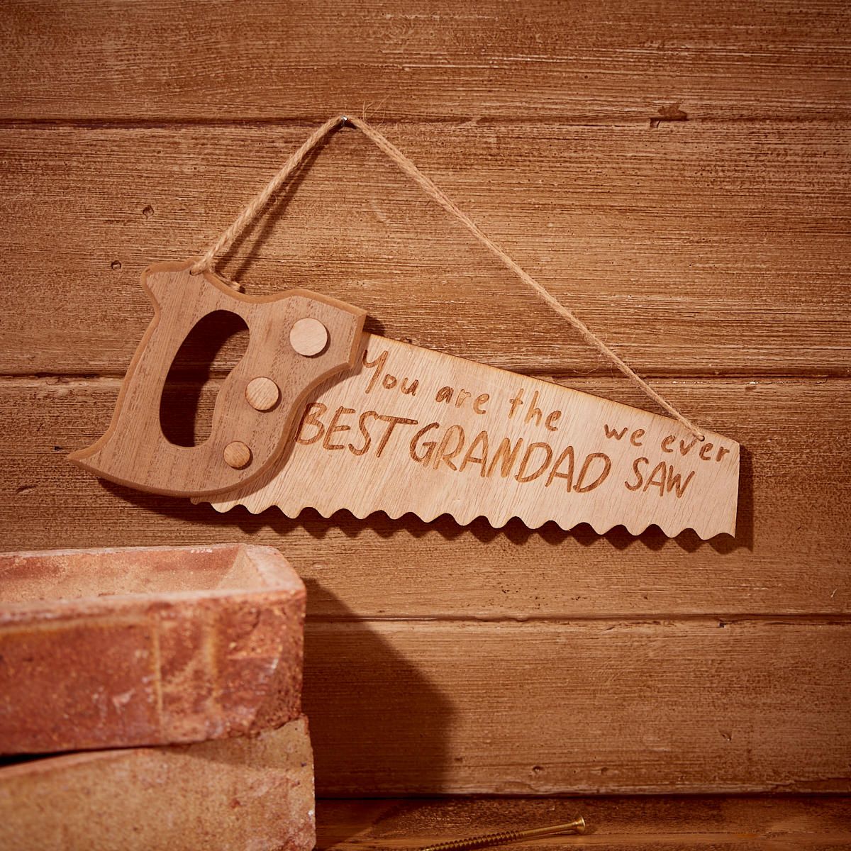 Best Grandad Shaped Saw Hanging Plaque Sign Natural Wood