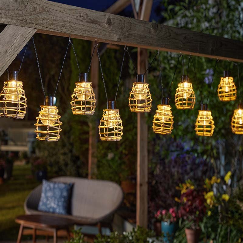 Security Rattan With String Smart Solar Rattan Lumina String Lights - Set of 10 – Southwood Garden ...