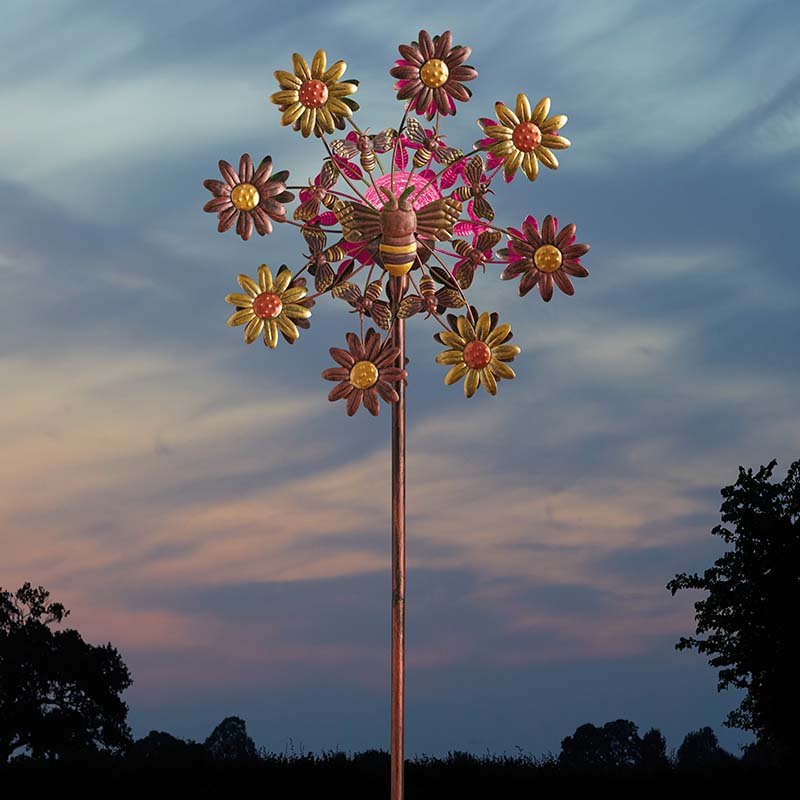Delightful Solar Bee FlowerBee Windspinner  1.3m