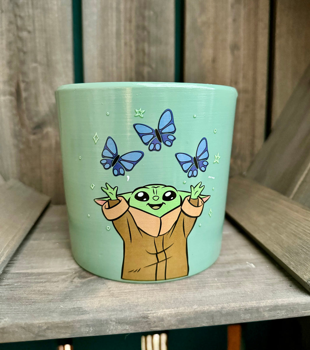 Disney Star Wars GROGU Baby Yoda with Butterflies Green Medium House P ...