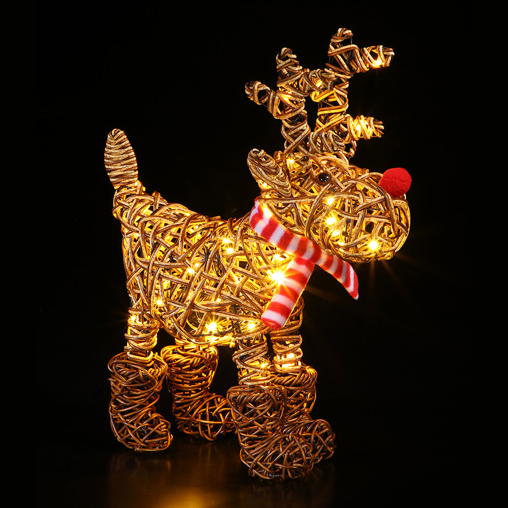 NOMA 45cm Brown Wicker Rudolph with 60 LEDs – Southwood Garden Centre