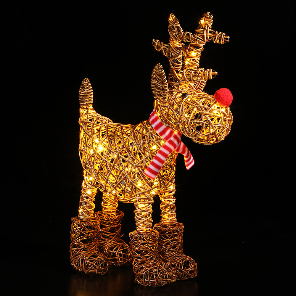 NOMA 63cm Brown Wicker Rudolph with 80 LEDs – Southwood Garden Centre