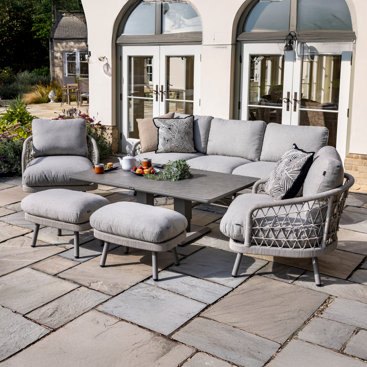Hartman - Aries 3 Seat Large Casual Lounge Set with Height Adjustable Table & Cloud Cushions