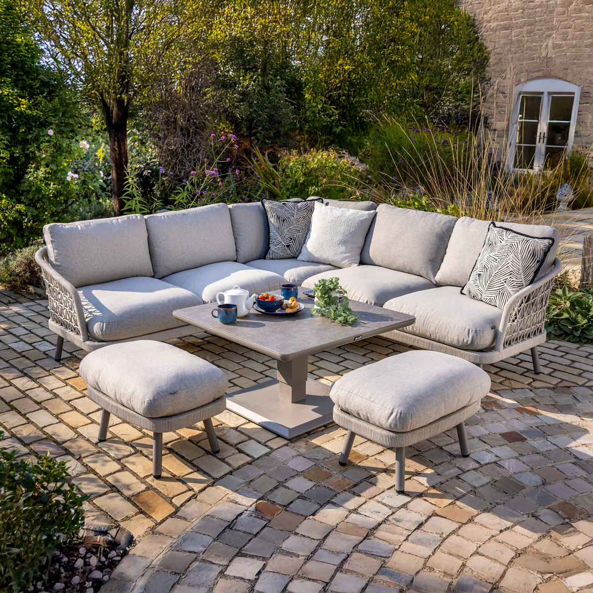 Hartman - Aries Square Casual Corner Set with Height Adjustable Table & Cloud Cushions